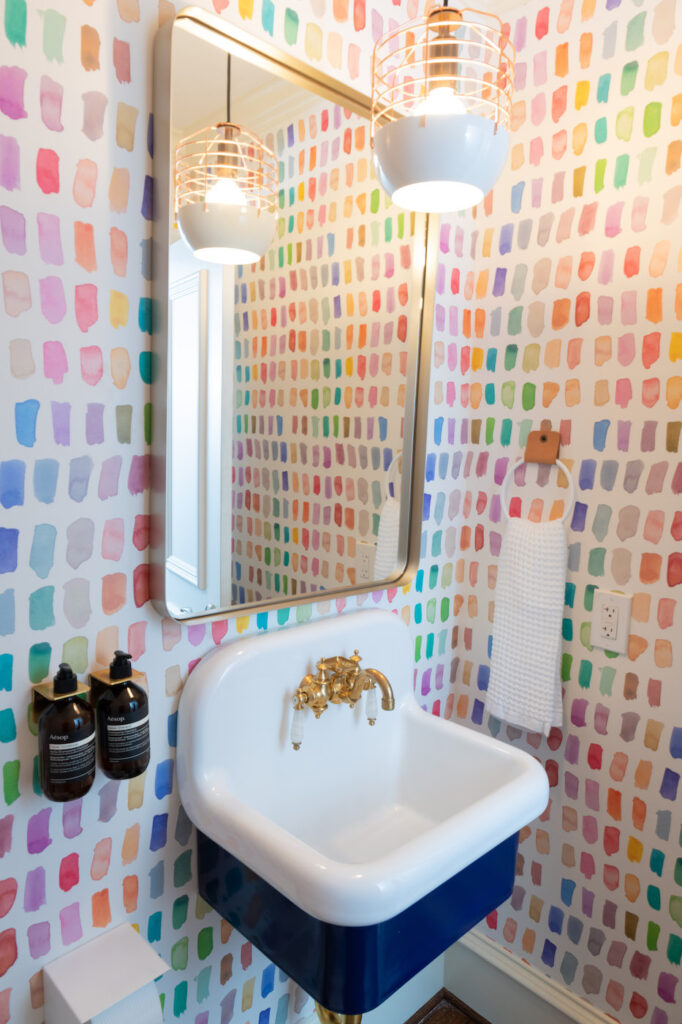 Colorful Wallpaper Bathroom Powder Room Design