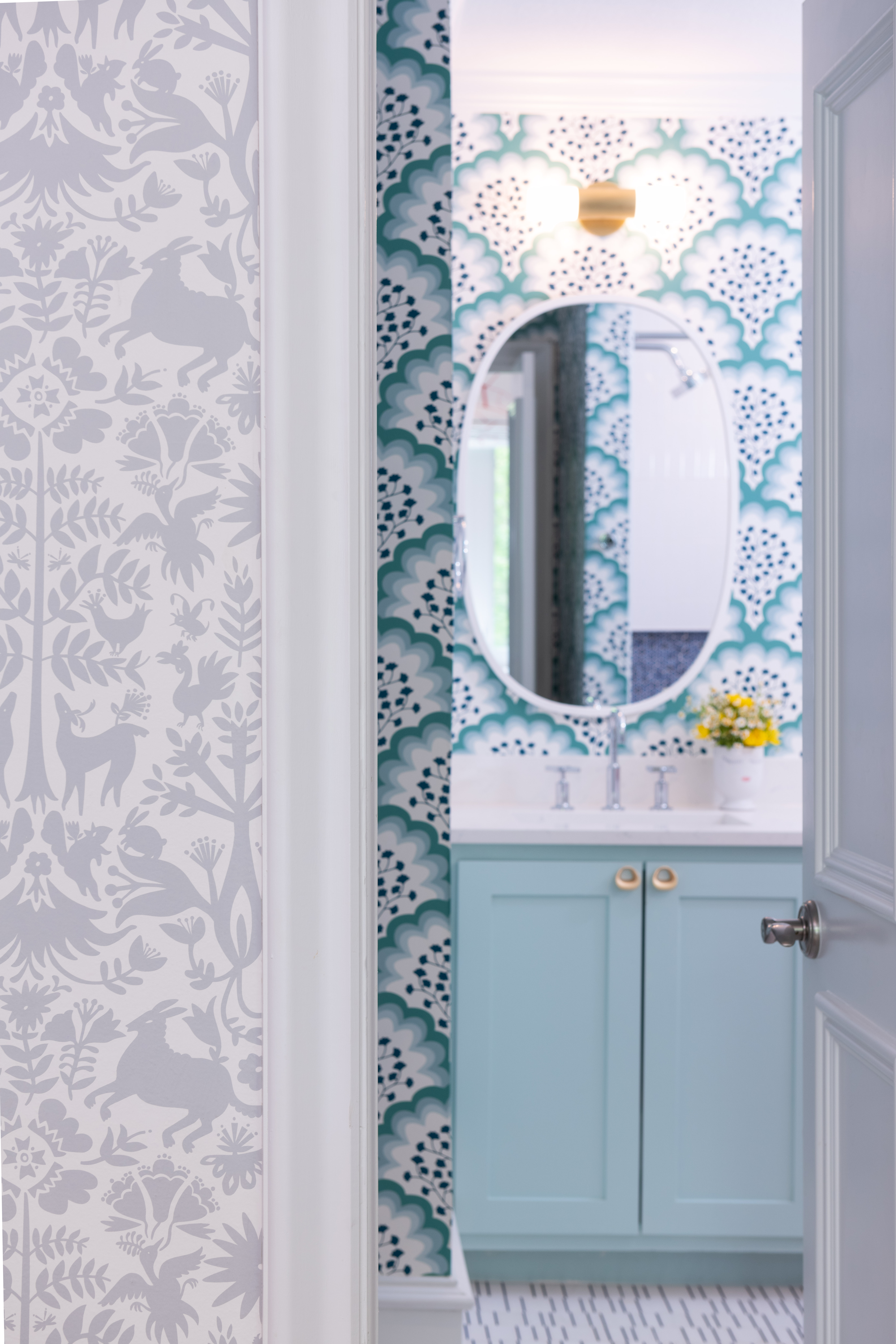 Bathroom Remodel With Wallpaper In Lakewood