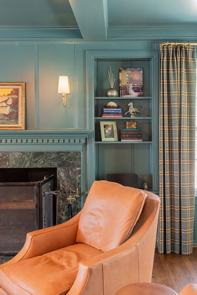 Color drenched Dallas Study by Kate Thacker Home