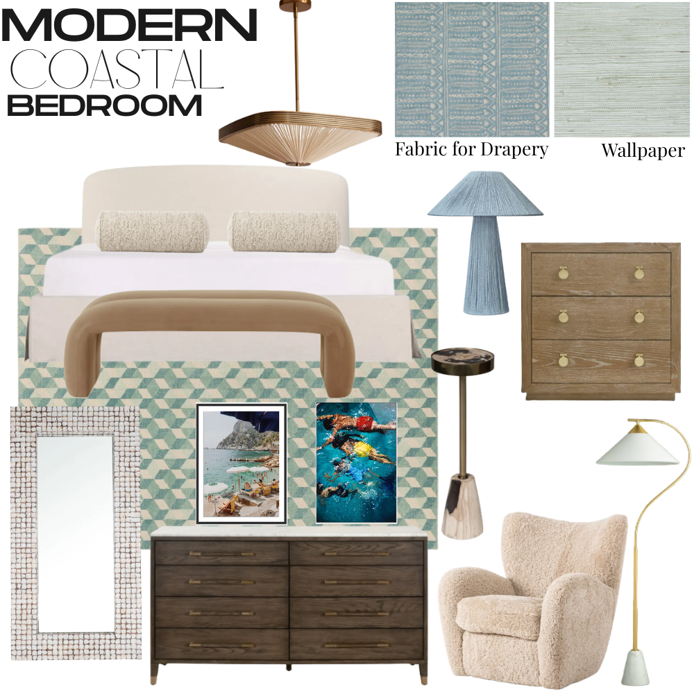 Modern Coastal Bedroom Moodboard